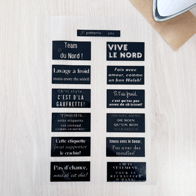 Etiquettes à thermocoller du Nord Fond Noir