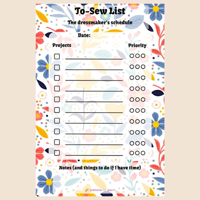 To Sew List Blue flowers